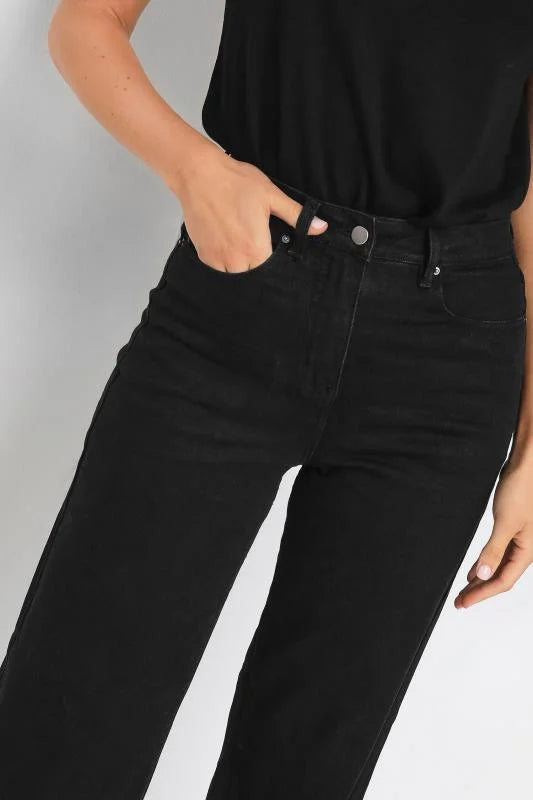 STYLOPHY- PREMIUM Stretch Wide Leg Jeans - BLACK