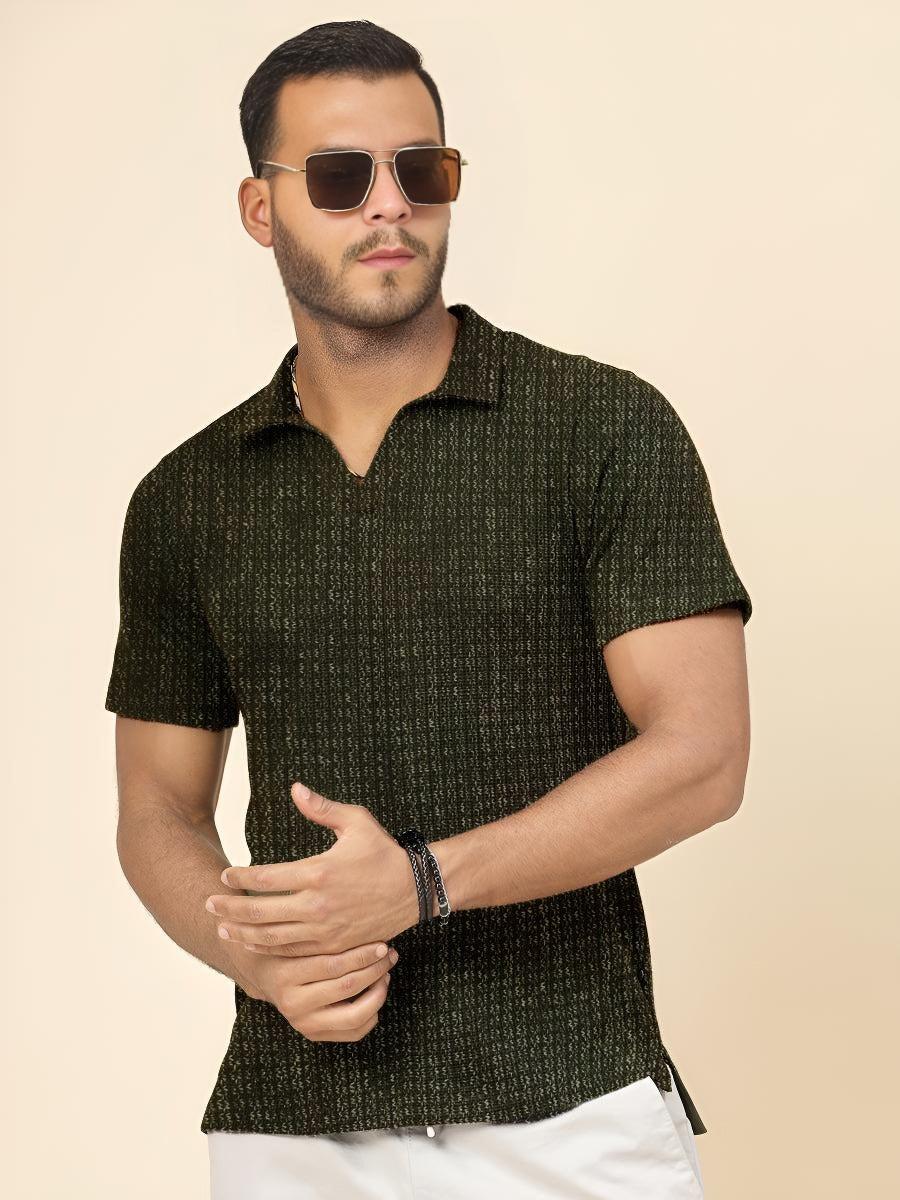 STYLOPHY - Premium Waffle Knitted Polo - Charcoal
