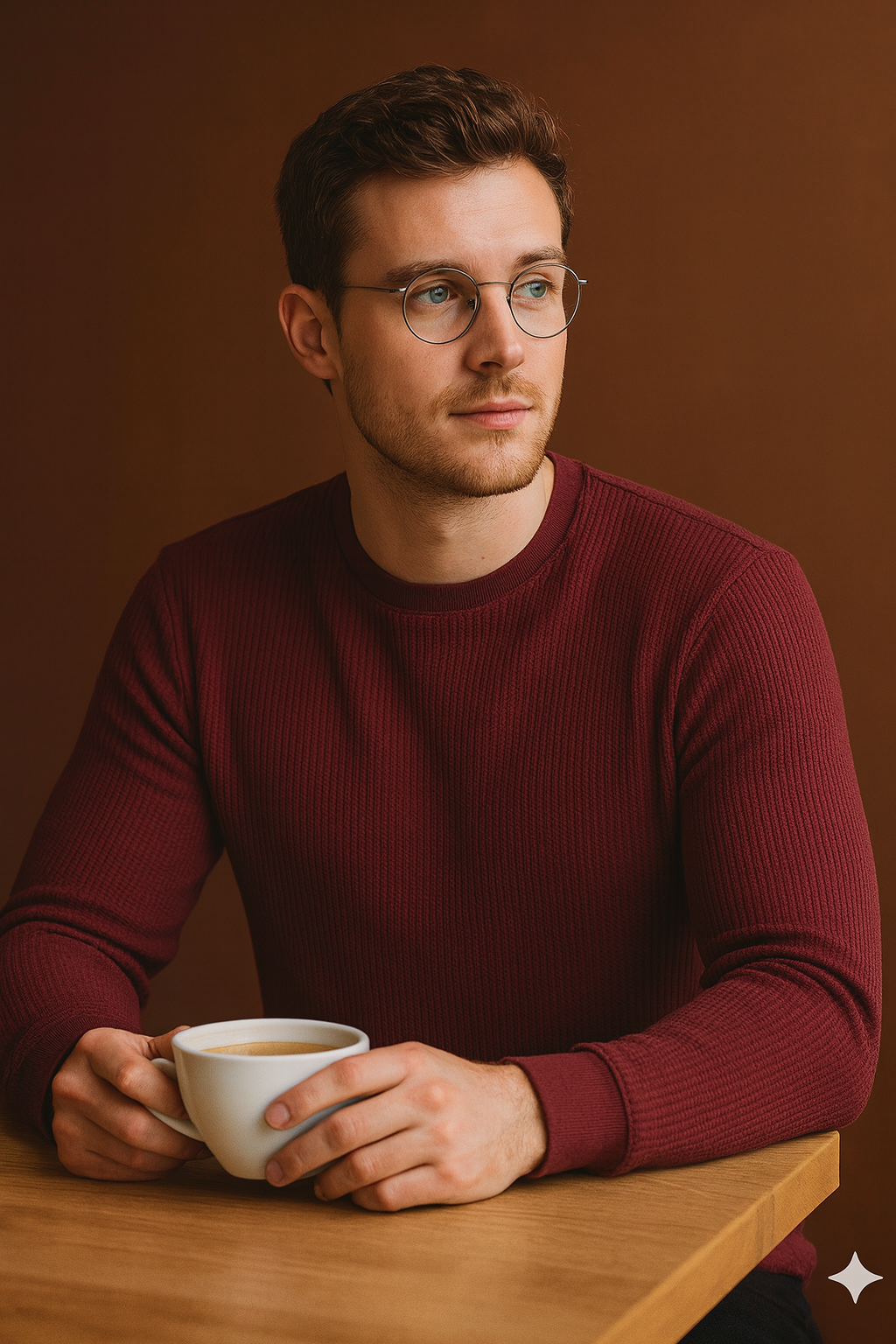 Premium Waffle Knitted Full Sleeves Tee - Maroon