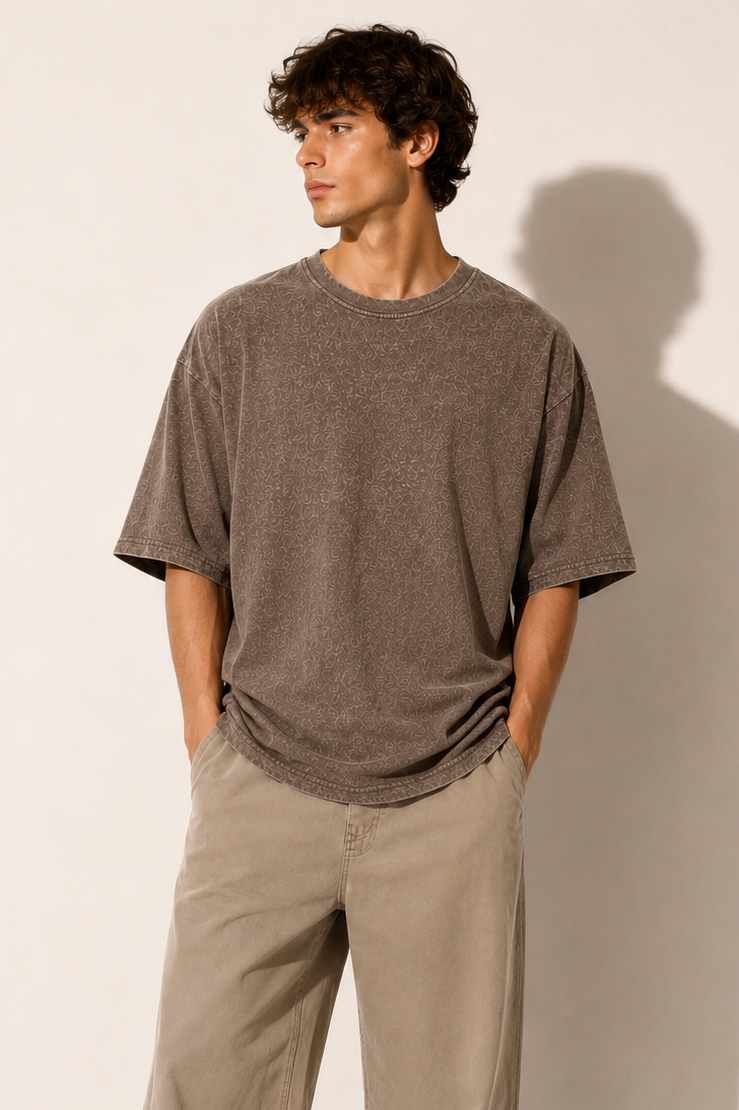 Acid Wash Theory Tee - Brown
