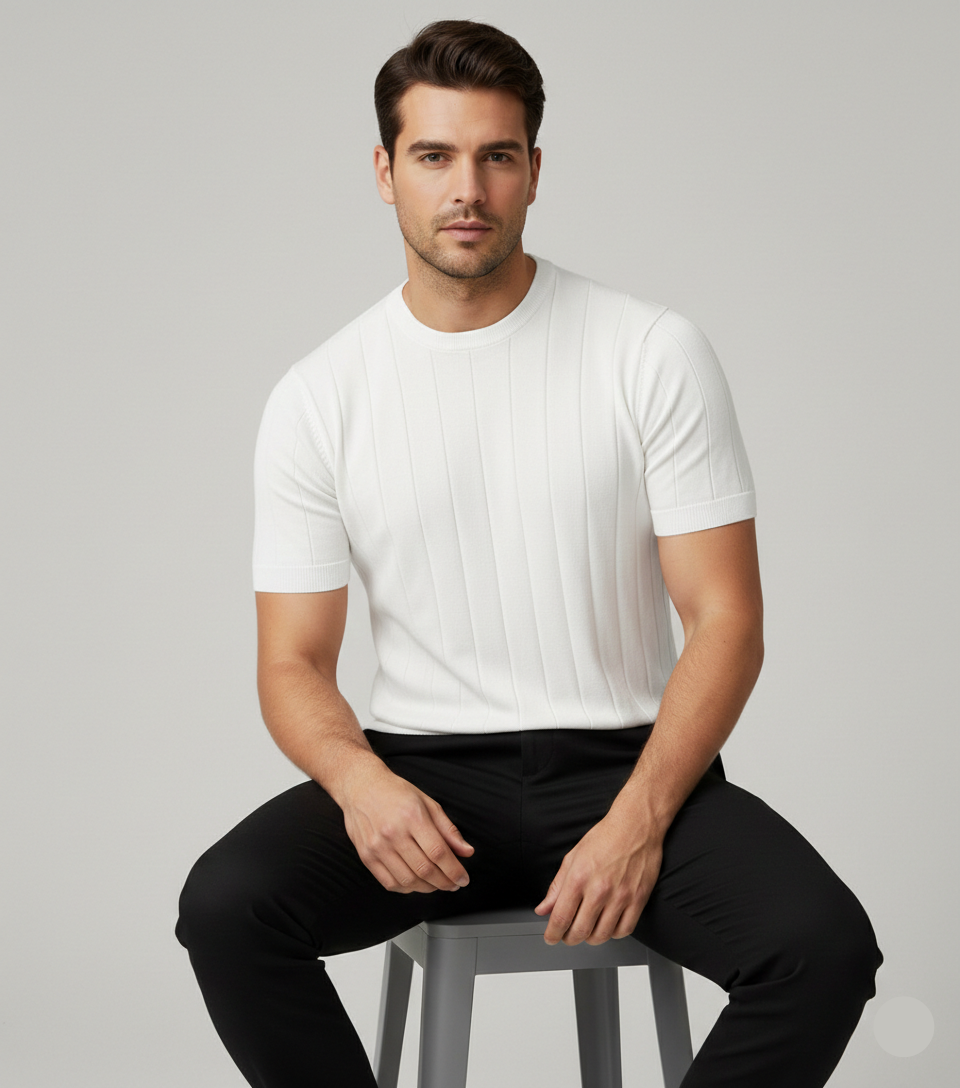 Drop Needle Tee For Men - White