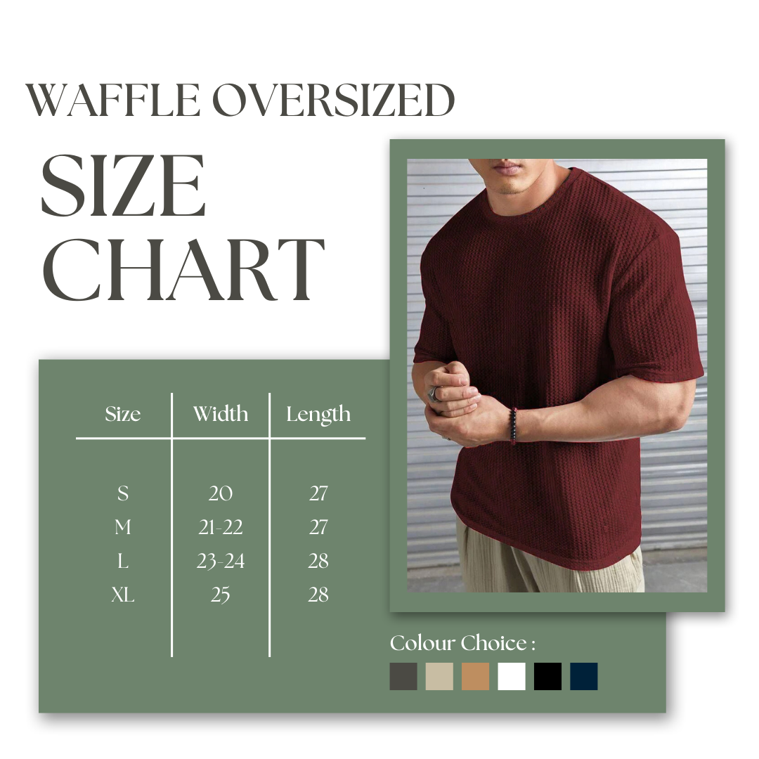 STYLOPHY - Oversized Waffle Knit Tee For Men - Navy Blue