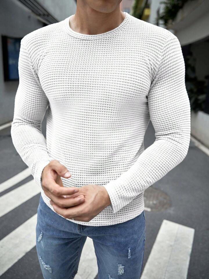 STYLOPHY - Premium Full Sleeves Waffle Knit Tee For Men - White