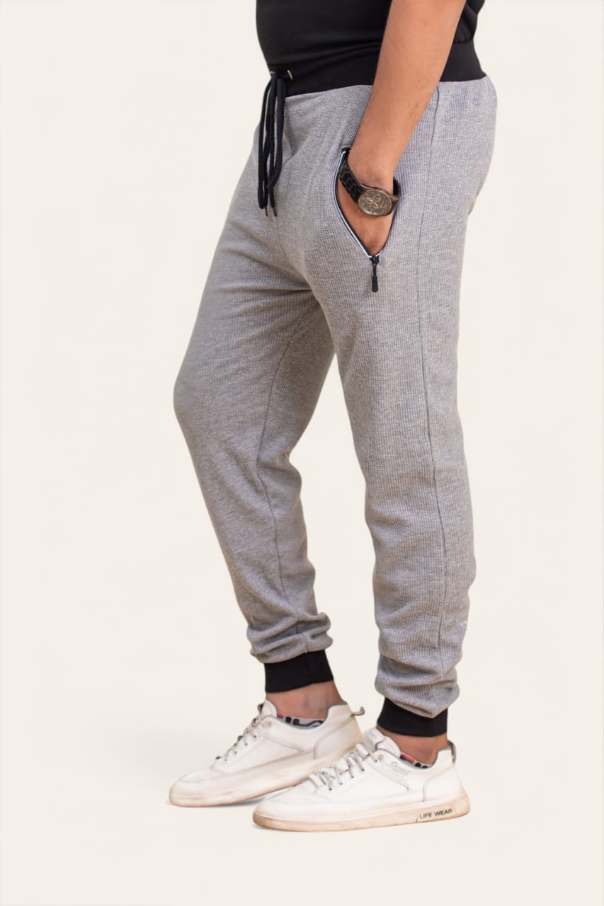 STYLOPHY - Premium Waffle Knitted Trouser - GREY