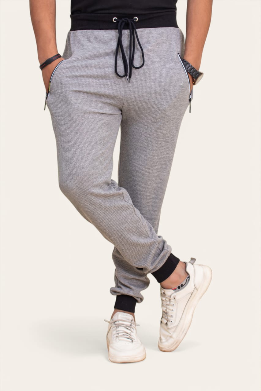 STYLOPHY - Premium Waffle Knitted Trouser - GREY