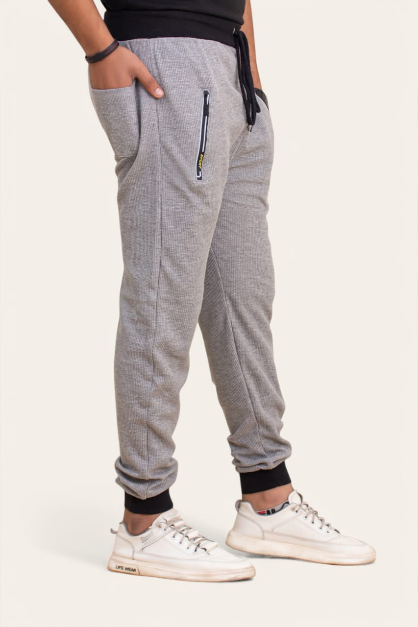 STYLOPHY - Premium Waffle Knitted Trouser - GREY