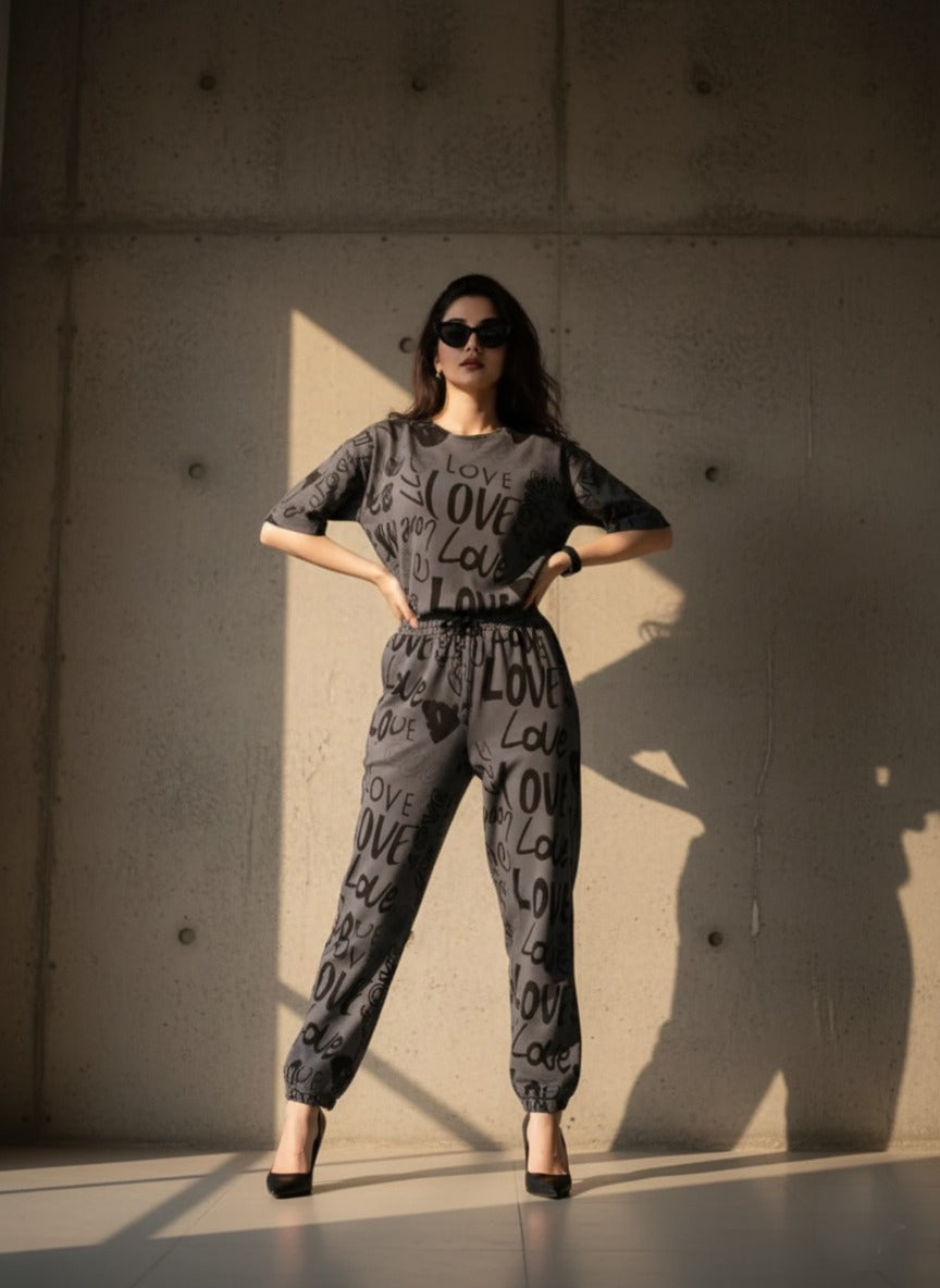 LOVE DROPSHOULDER CHARCOAL - PJ SUIT FOR WOMEN