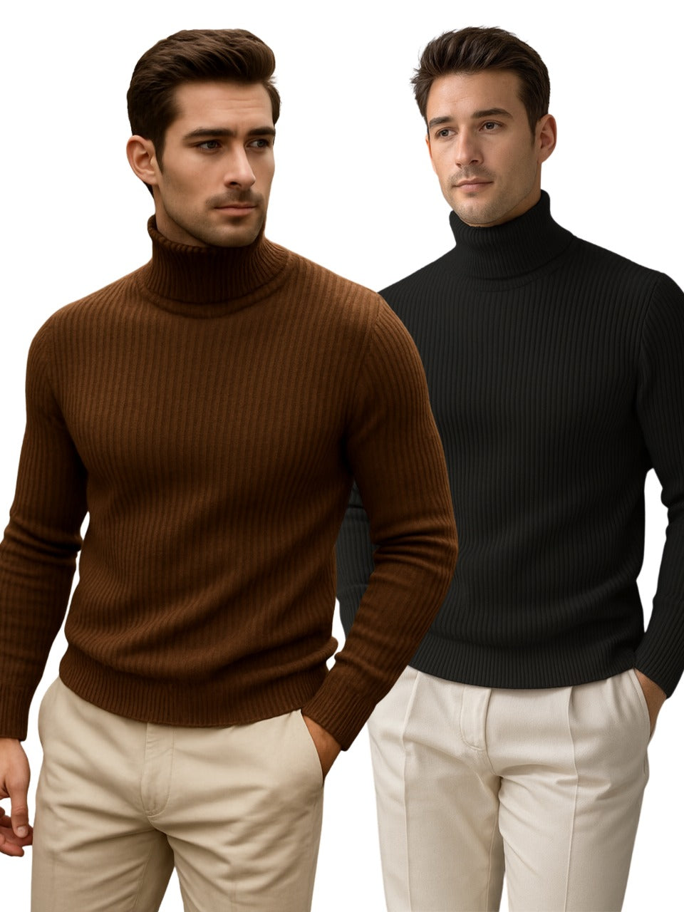 Stylophy - 11.11 Sale Premium High Neck For Men - Po2 - Brown & Black