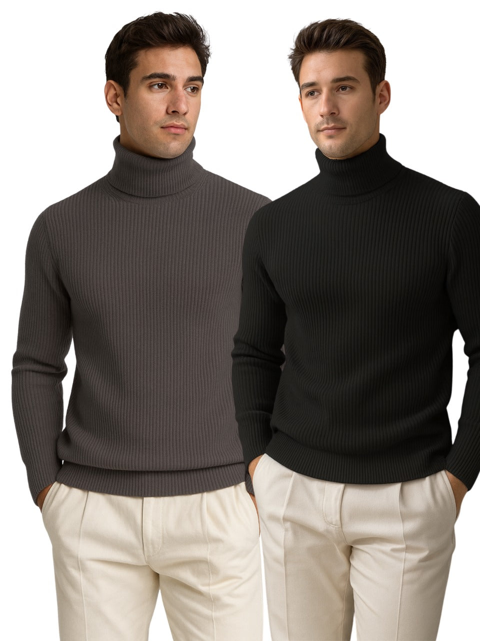 Stylophy - 11.11 Sale Premium High Neck For Men - Po2 - Charcoal & Black