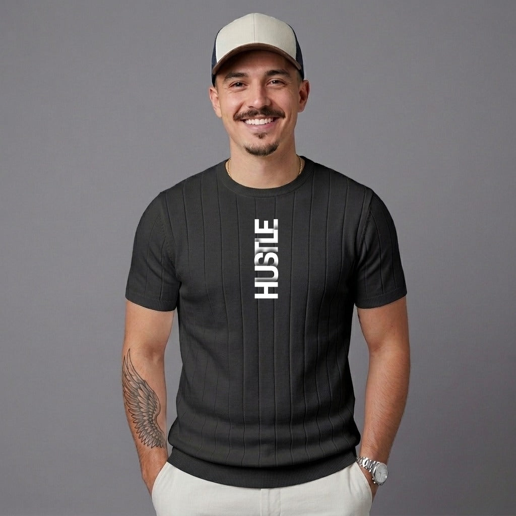 Hustle Print Drop Needle Tee - Black