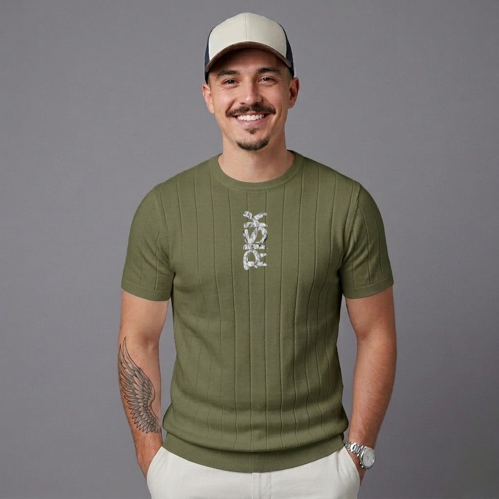 Risk Print Drop Needle Tee - Olive