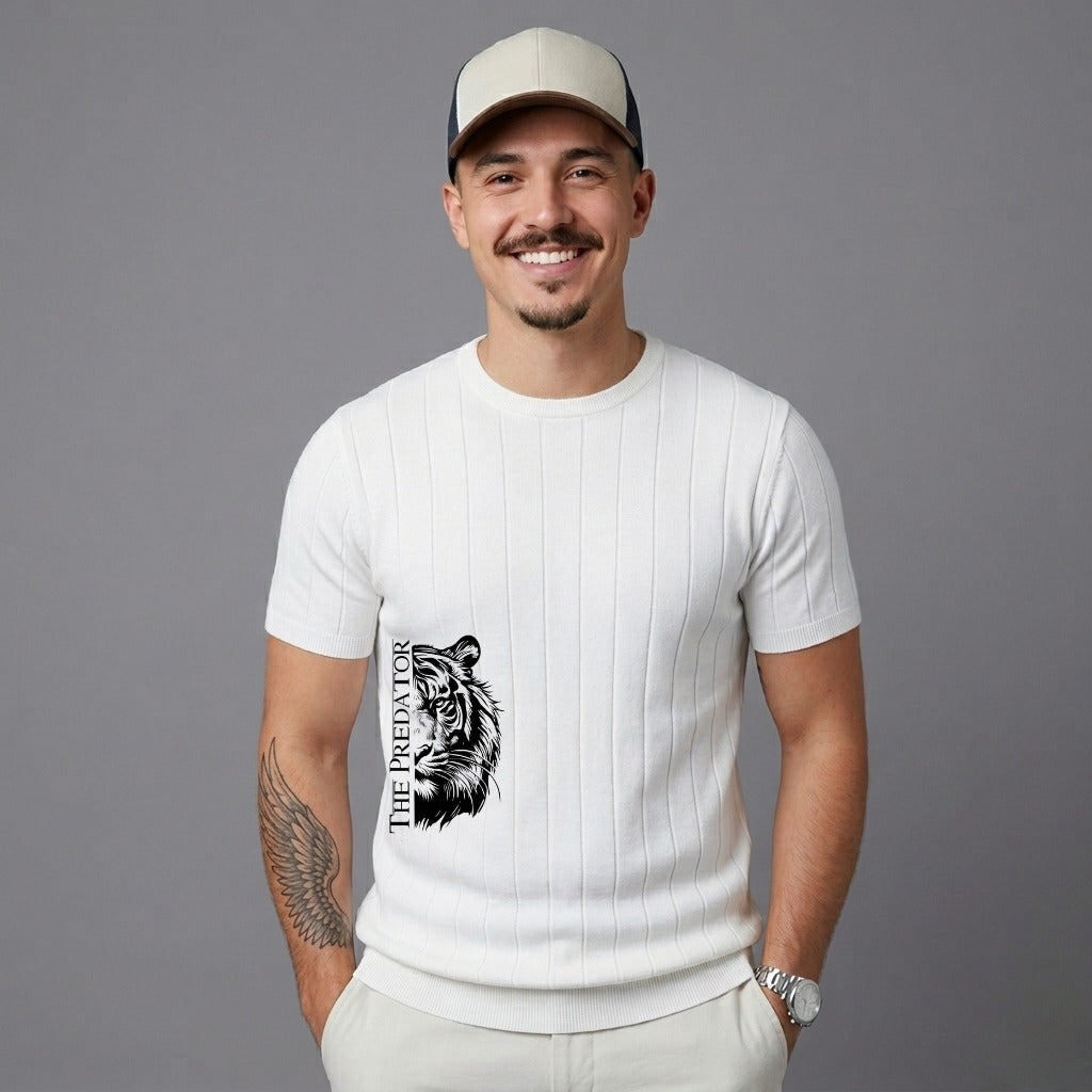 The Predator Print Drop Needle Tee - White