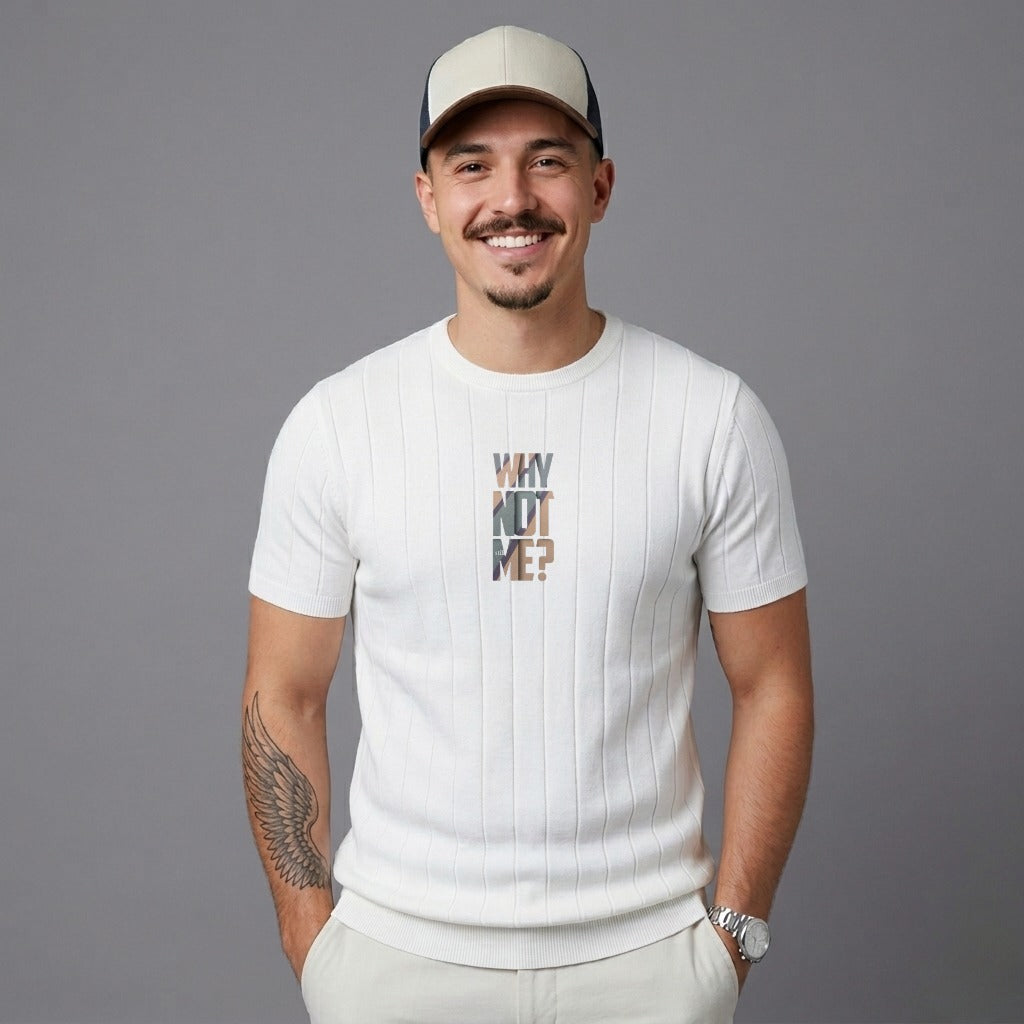 Why Not Me Still Print Drop Needle Tee - White