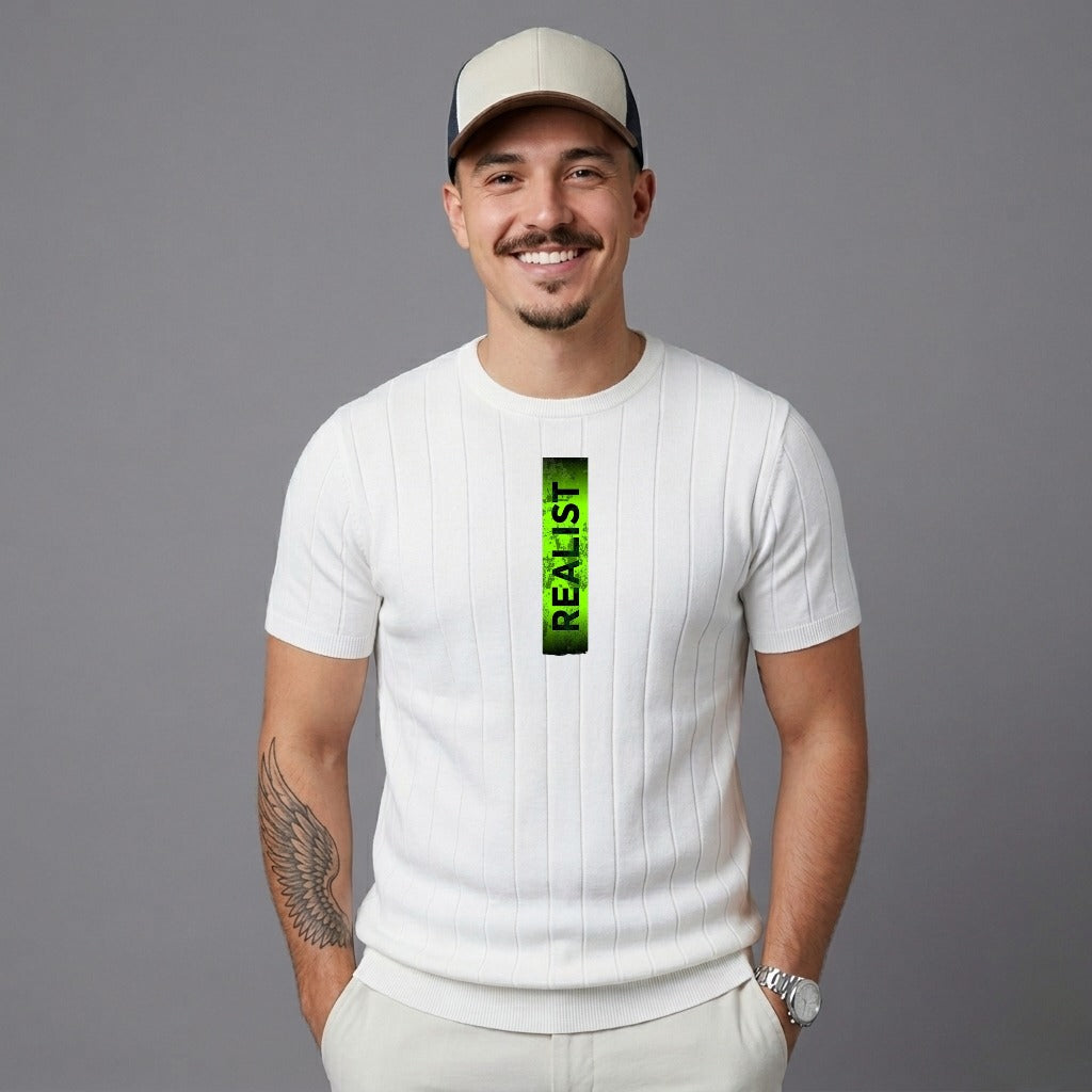 Realist Print Drop Needle Tee - White