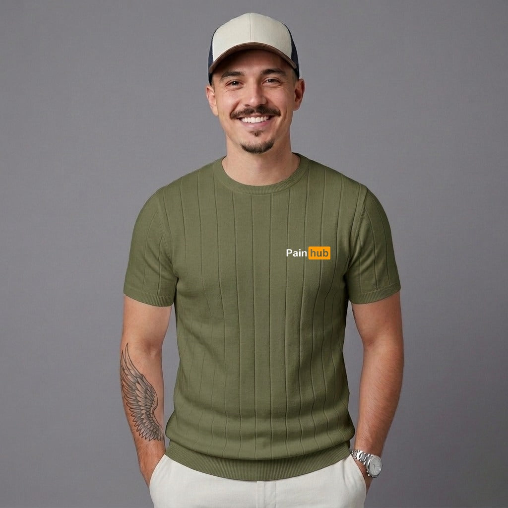 Pain Hub Print Drop Needle Tee - Olive