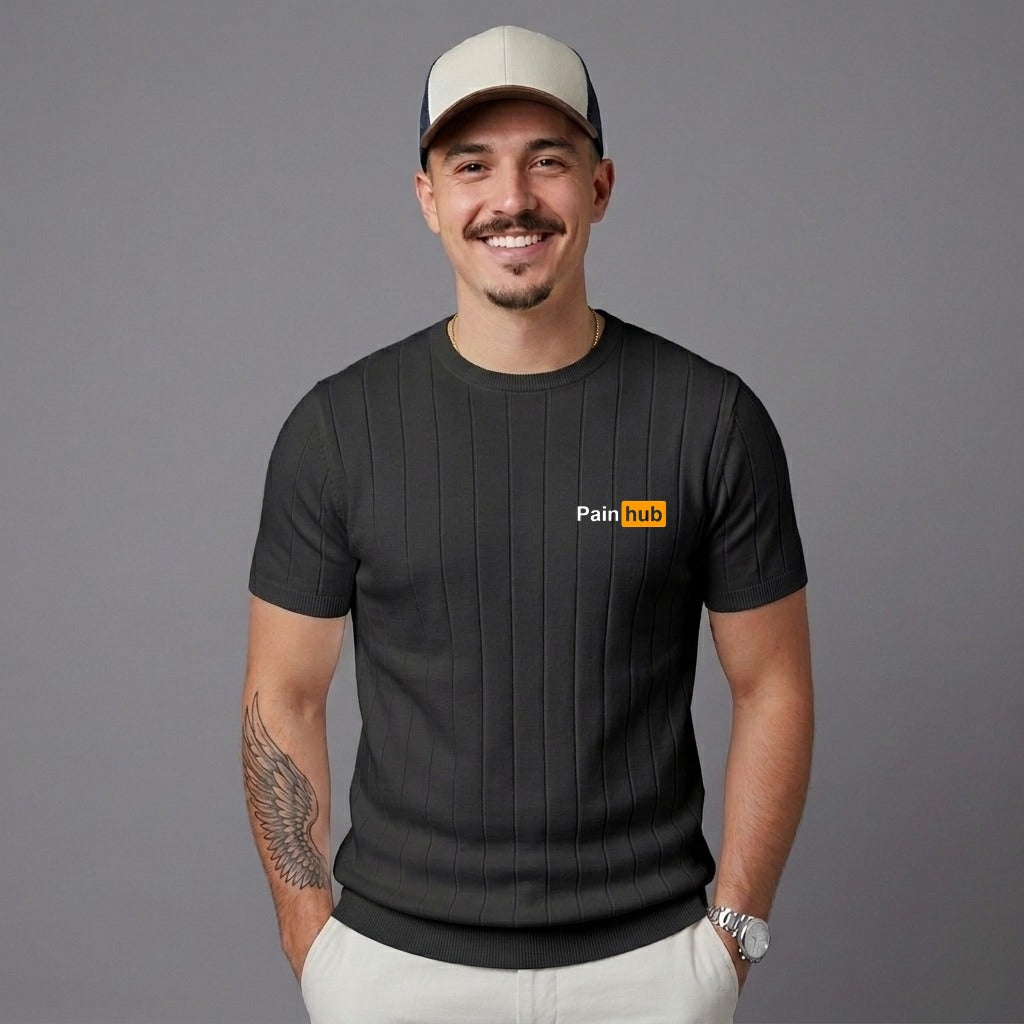 Pain Hub Print Drop Needle Tee - Black