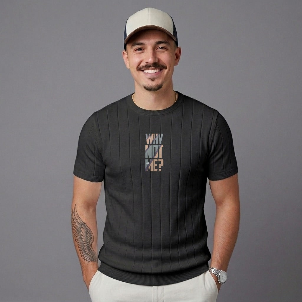 Why Not Me Still Print Drop Needle Tee - Black