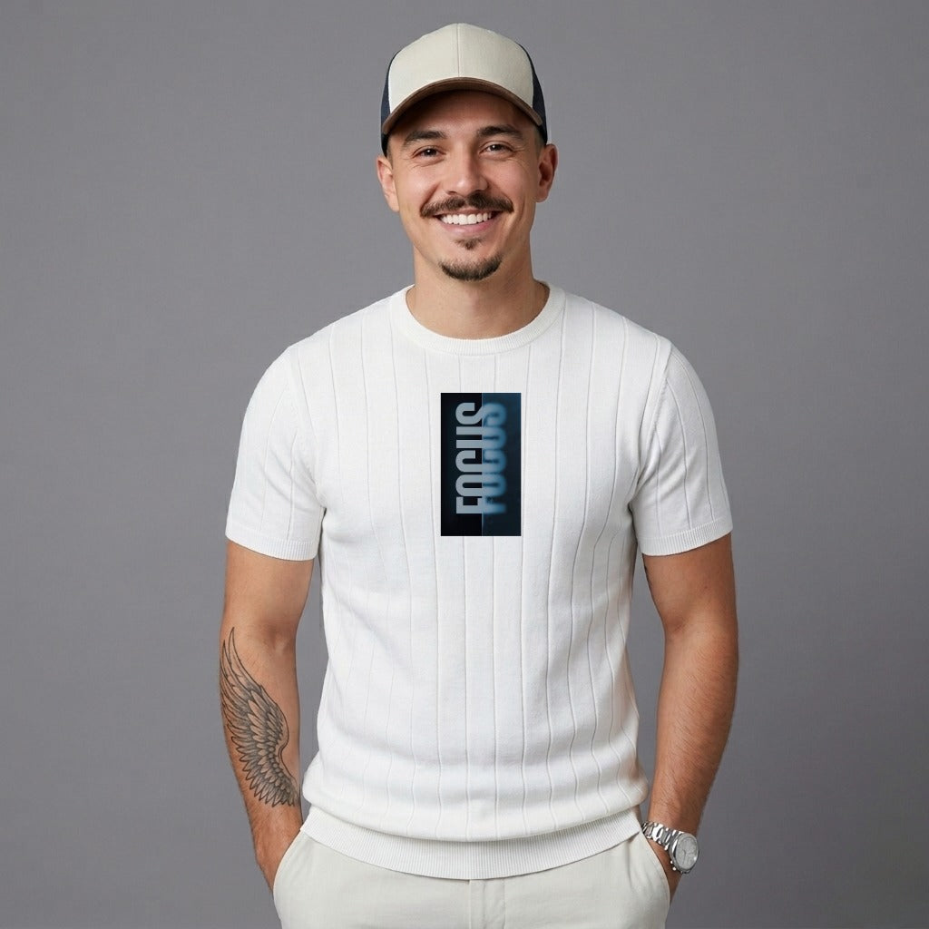 Focus Print Drop Needle Tee - White