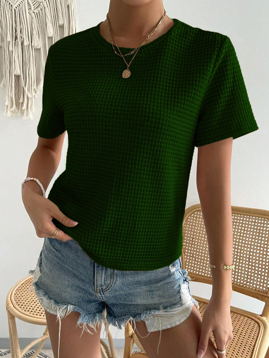 Stylophy - Waffle Knitted Tee - Green