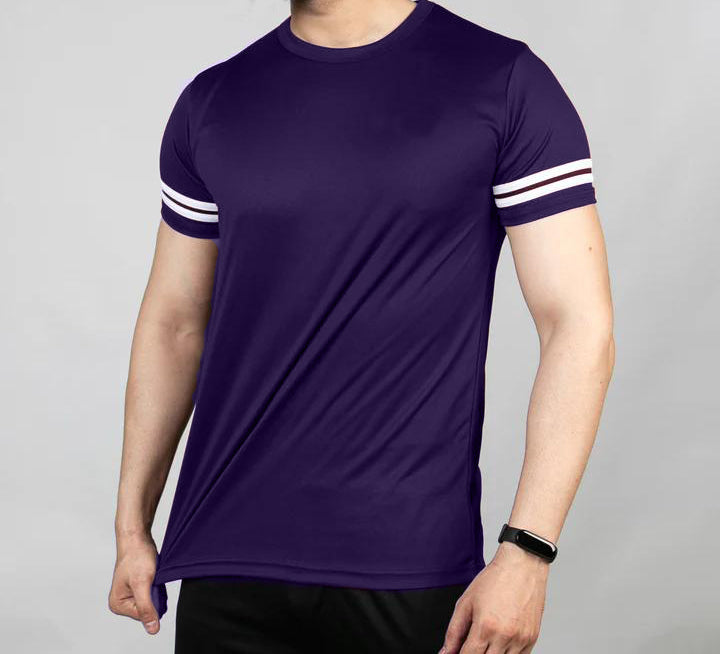 Stylophy - Double Strips Printed Dri-Fit Tee - NavyBlue