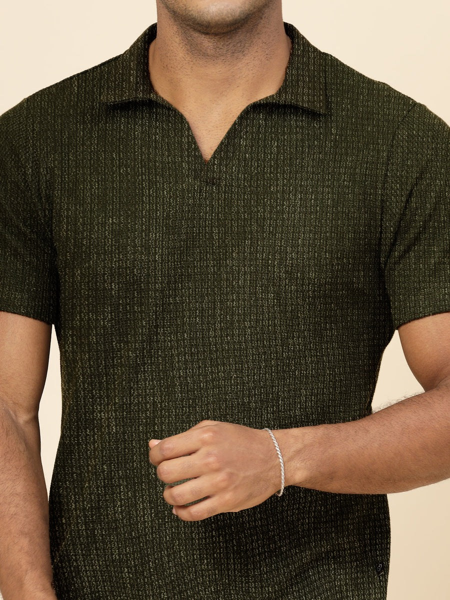 STYLOPHY - Premium Waffle Knitted Polo - Charcoal