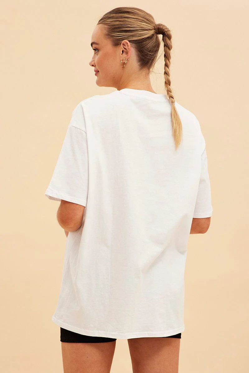 STYLOPHY - Oversized Tee For Women - White