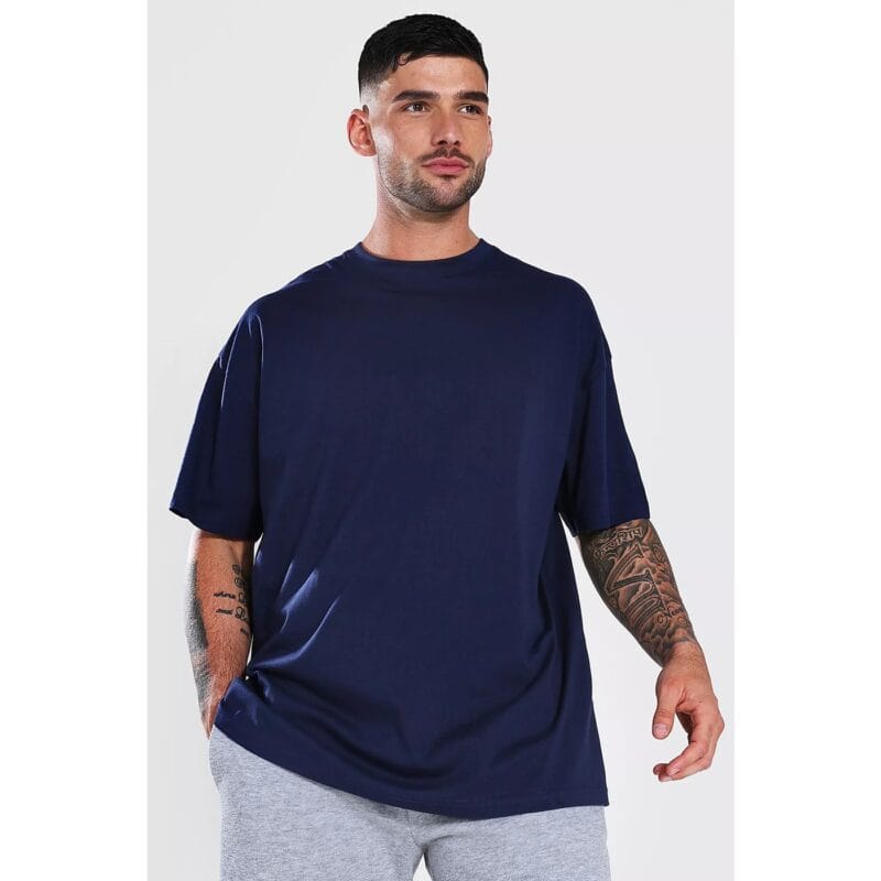 STYLOPHY - Premium Drop Shoulder Tee For Men - Navy Blue