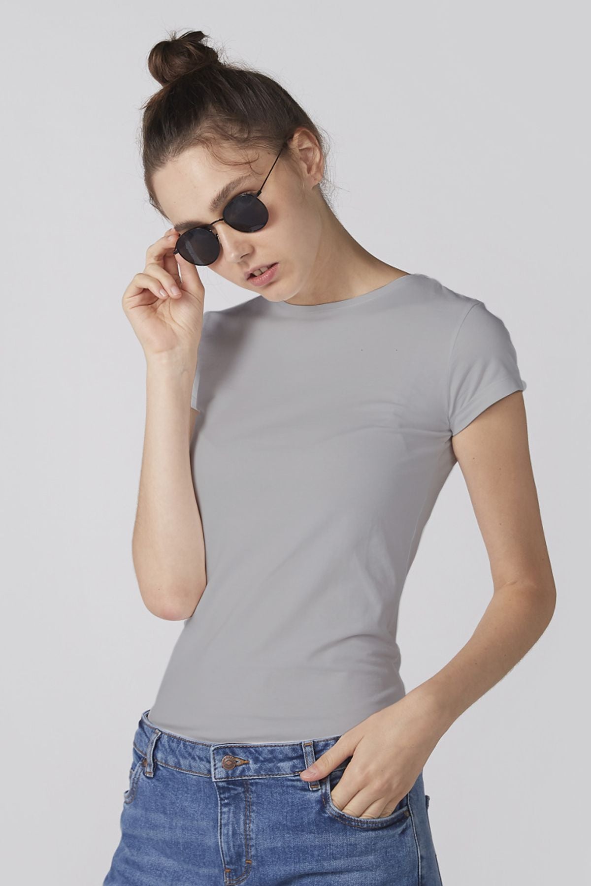 Crew Neck Tee For Women - Grey