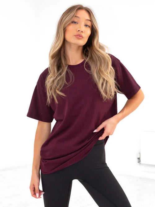 STYLOPHY - Oversized Tee For Women - Maroon