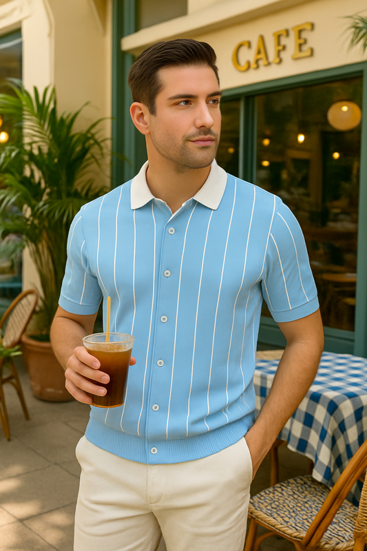 Stylophy - Contrast Collar Button Down Polo For Men