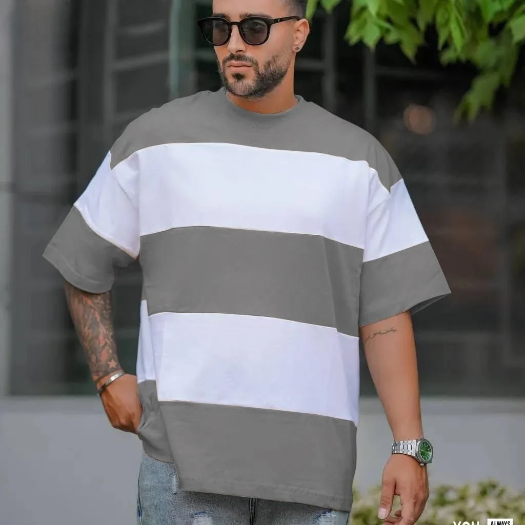 STYLOPHY - Premium Panel Dropshoulder Tee For Men - Grey
