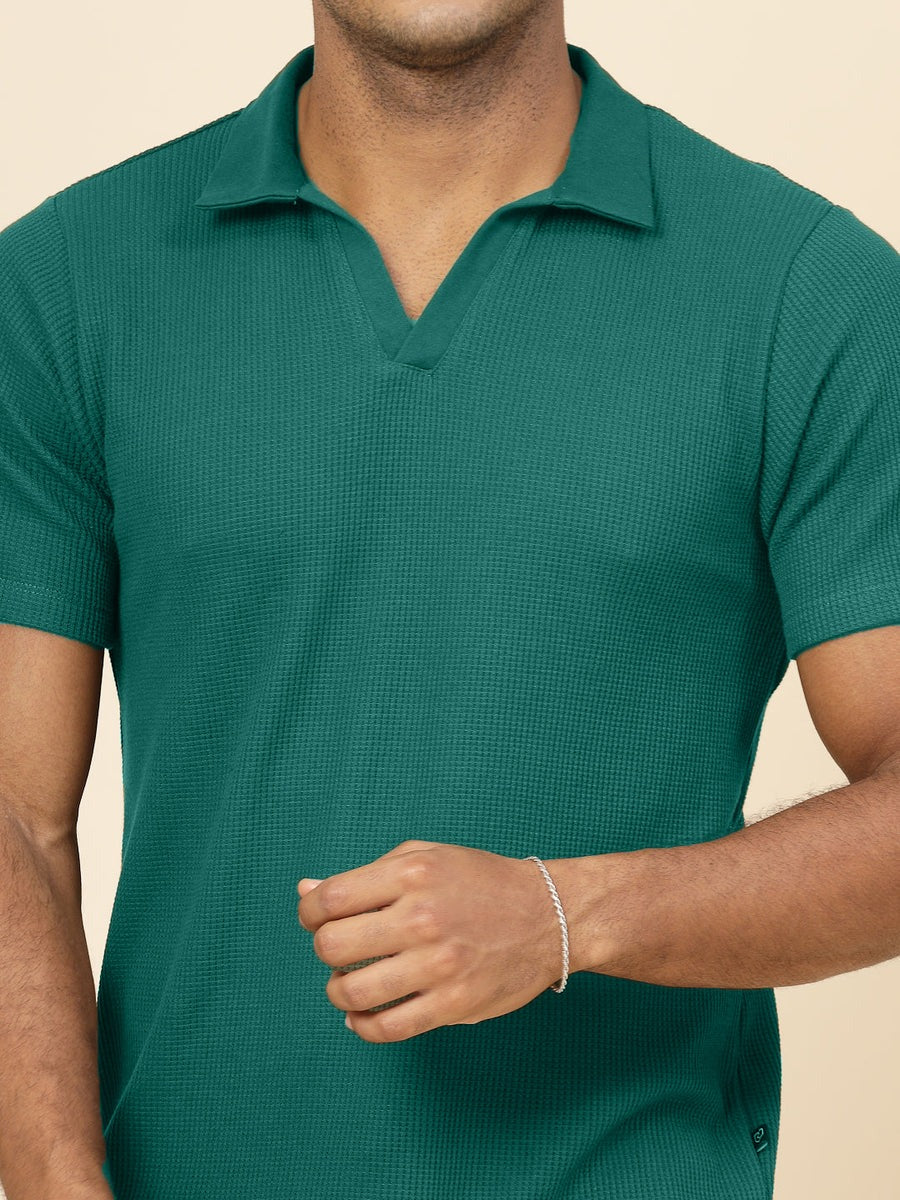 STYLOPHY - Premium Waffle Knitted Polo - Olive Green