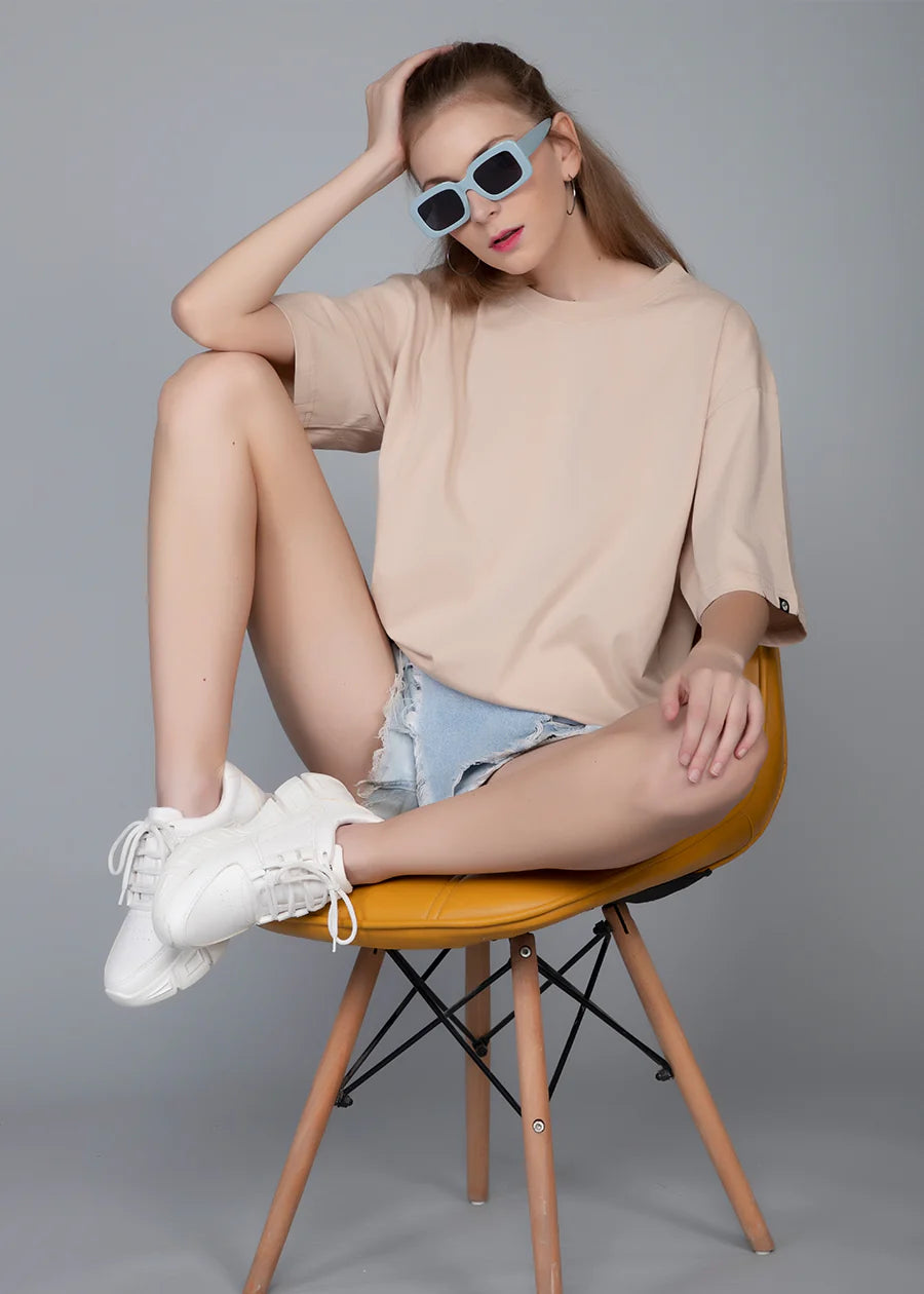 STYLOPHY - Oversized Tee For Women - Beige