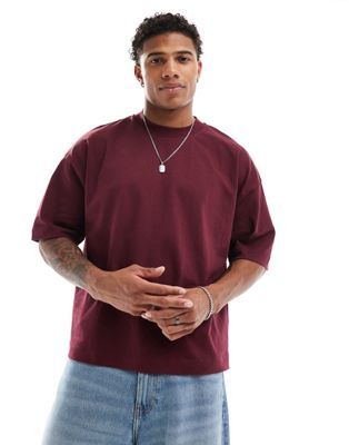 STYLOPHY - Premium Drop Shoulder Tee For Men -  Maroon