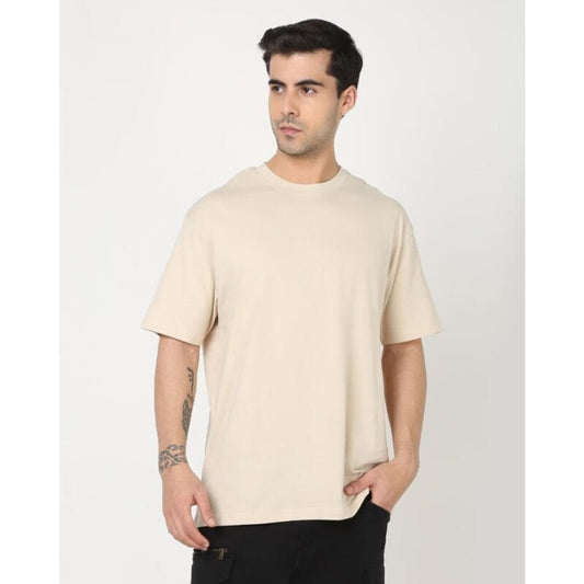 STYLOPHY - Premium Drop Shoulder Tee For Men -  Beige