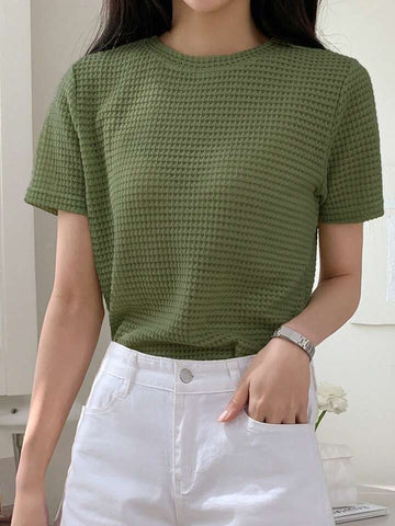 STYLOPHY - INDEPENDENCE DAY SALE - Waffle Knitted Tee - Olive