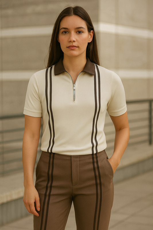 STYLOPHY - Stripes Polo For Women - White