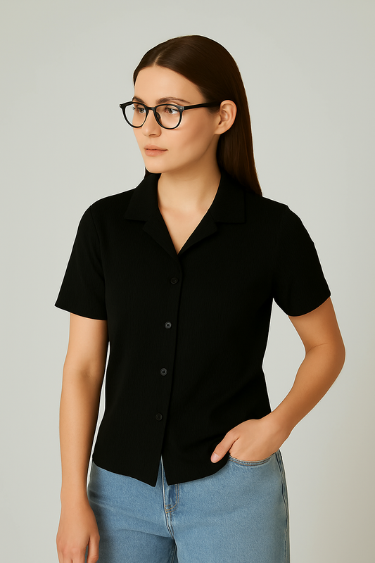 STYLOPHY - Cuban Shirt For Women - Black