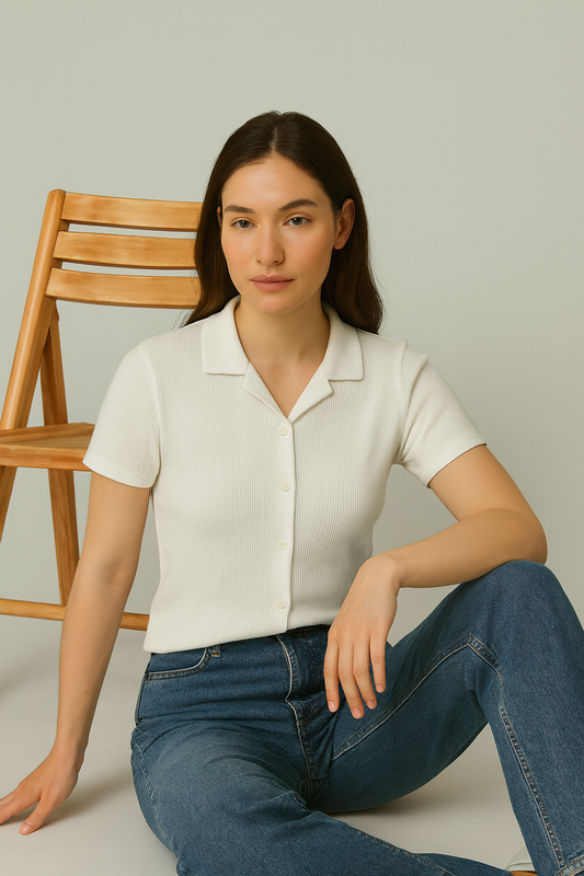 STYLOPHY - Cuban Shirt For Women - White