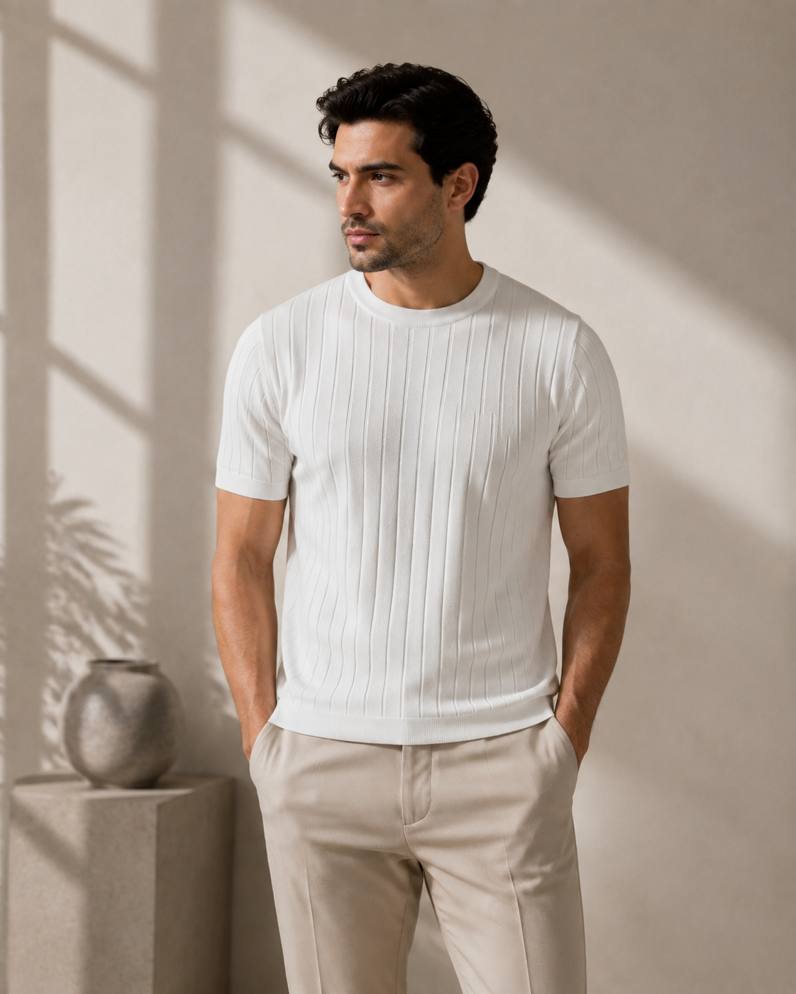 Drop Needle Tee For Men - White