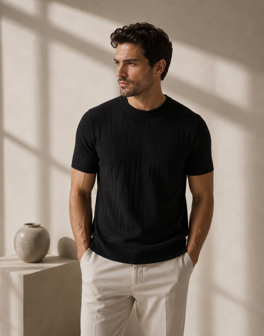 Drop Needle Tee For Men - Black