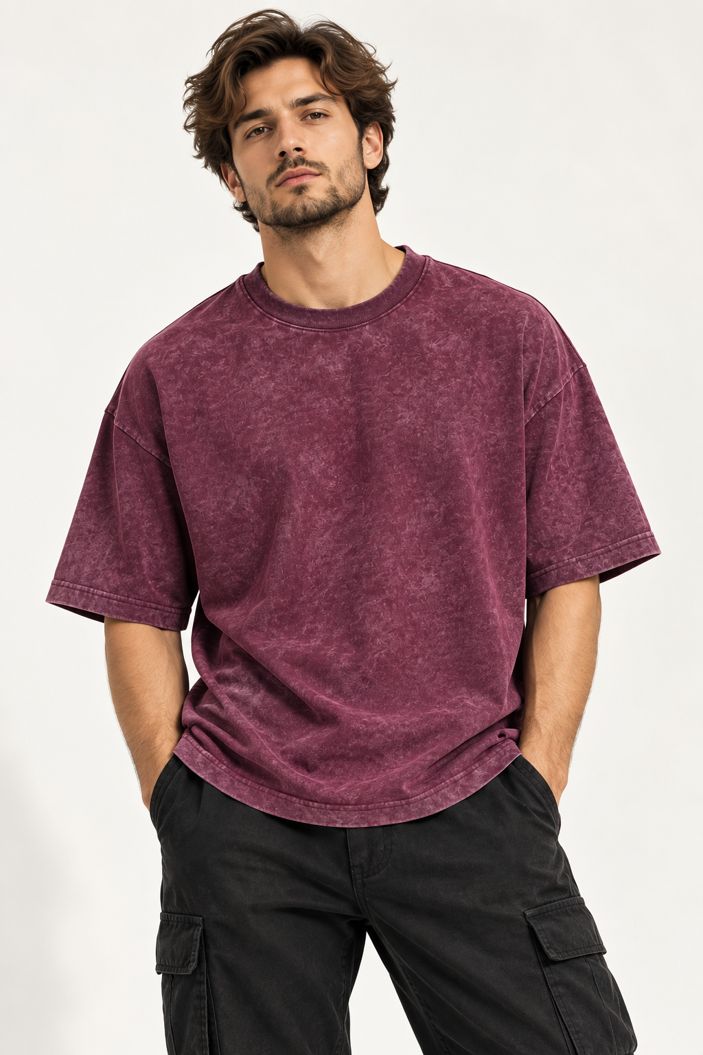 Acid Wash Theory Tee - Maroon