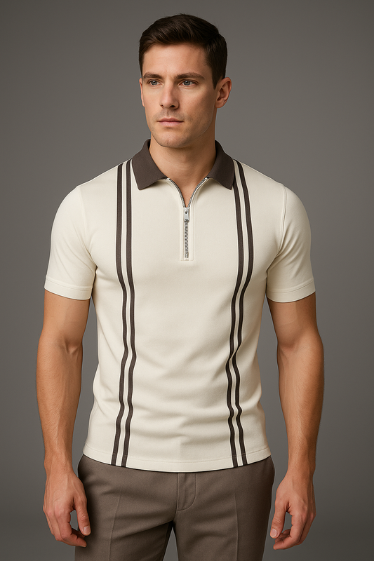 Stylophy - White Polo With Black Stripes