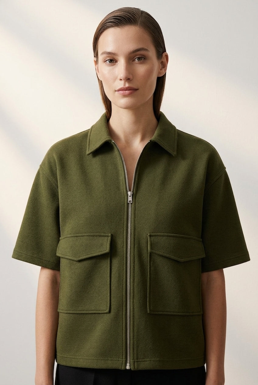 Urban Utility Zip Shirt For Women - Olive