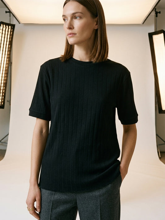 Drop Needle Tee For Women - Black