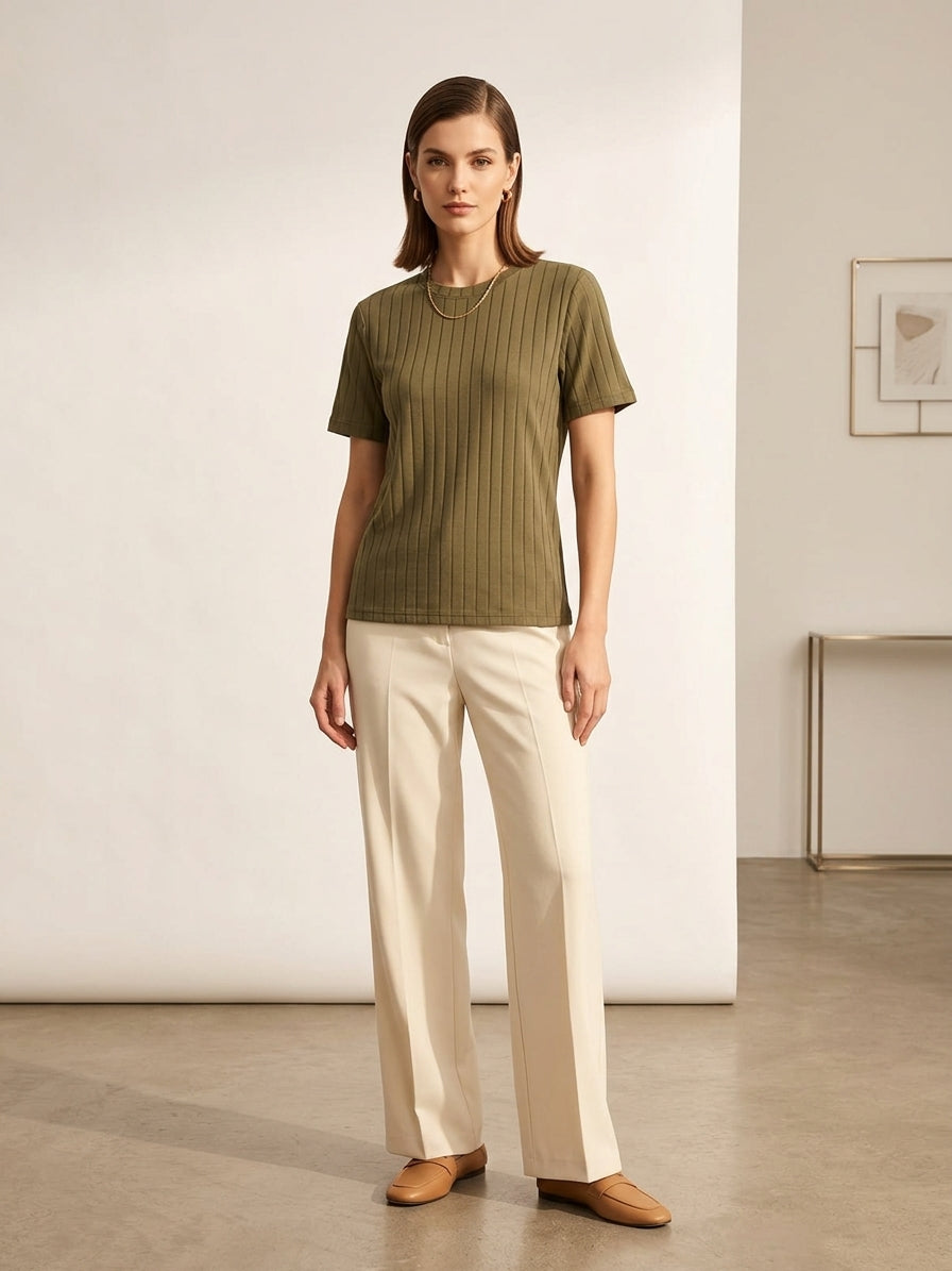 Drop Needle Tee For Women - Olive Green
