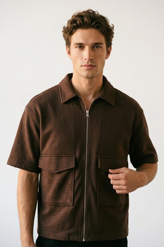 Urban Utility Zip Shirt - Brown