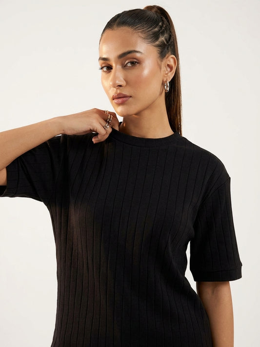 Drop Needle Tee For Women - Black