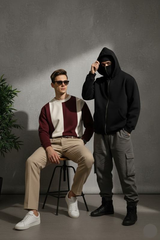 Stylophy 11.11 Sale - Pack Of Balaclava & Panel Sweatshirt - Maroon