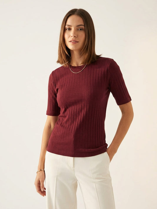 Drop Needle Tee For Women - Maroon